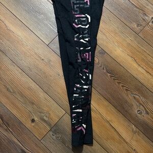 Victoria's Secret Black Leggings with Pink Lettering